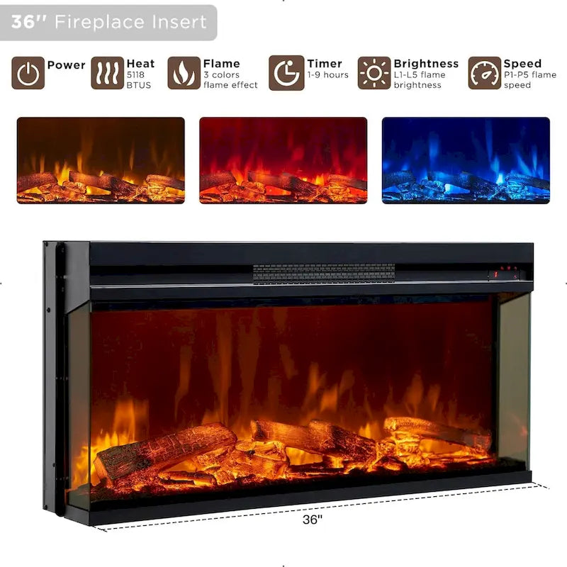 Entertainment Center with Fireplace for 80-Inch TVs - Media Console Stand 8