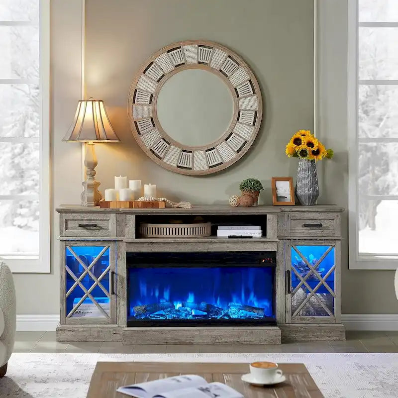 Entertainment Center with Fireplace for 80-Inch TVs - Media Console Stand 9