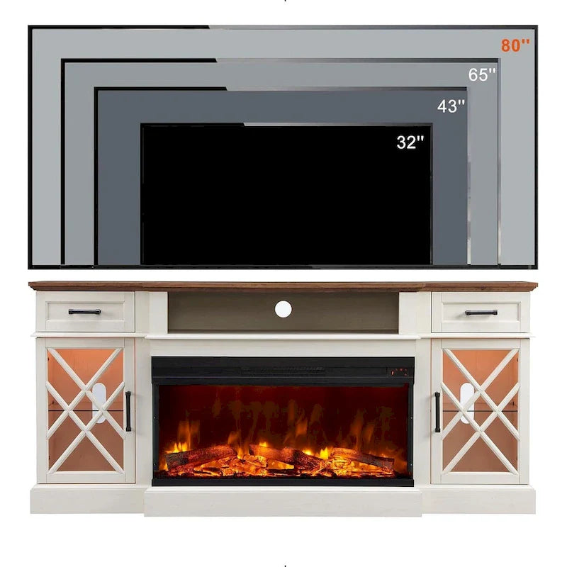 Entertainment Center with Fireplace for 80-Inch TVs - Media Console Stand 17
