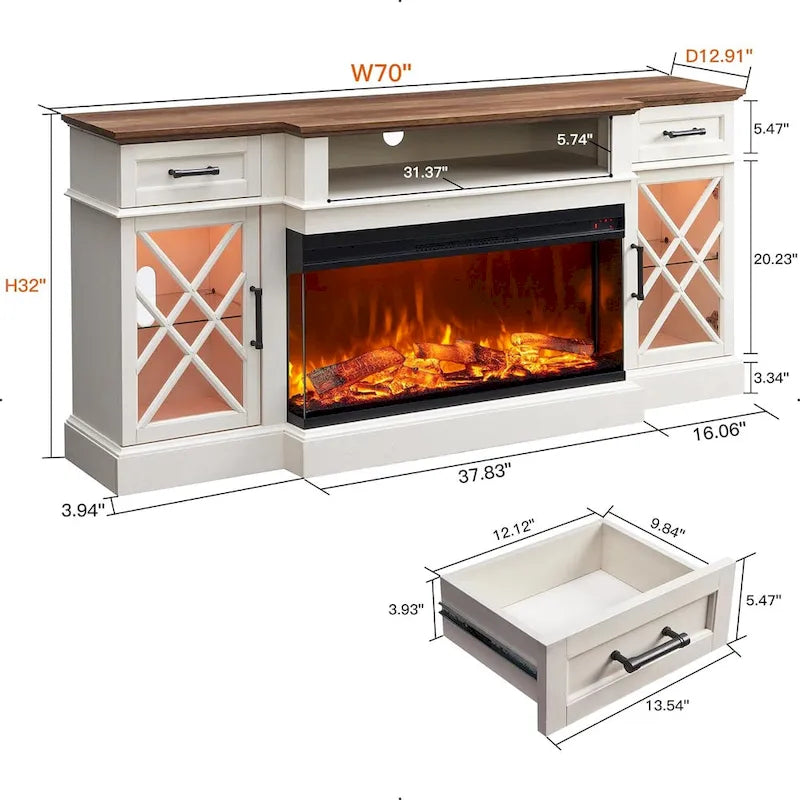 Entertainment Center with Fireplace for 80-Inch TVs - Media Console Stand 18