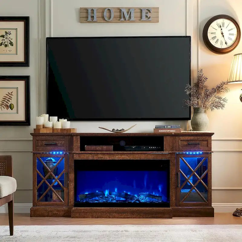 Entertainment Center with Fireplace for 80-Inch TVs - Media Console Stand 20