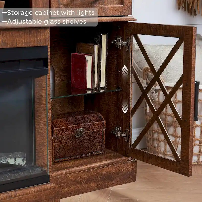 Entertainment Center with Fireplace for 80-Inch TVs - Media Console Stand 24