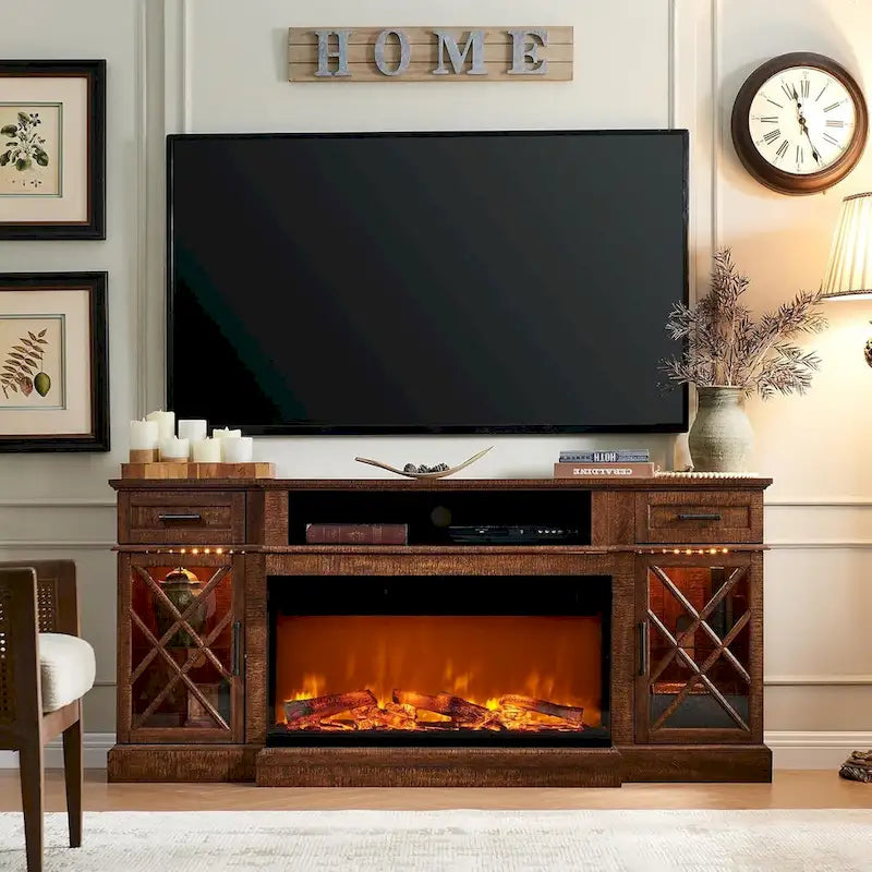 Entertainment Center with Fireplace for 80-Inch TVs - Media Console Stand 25