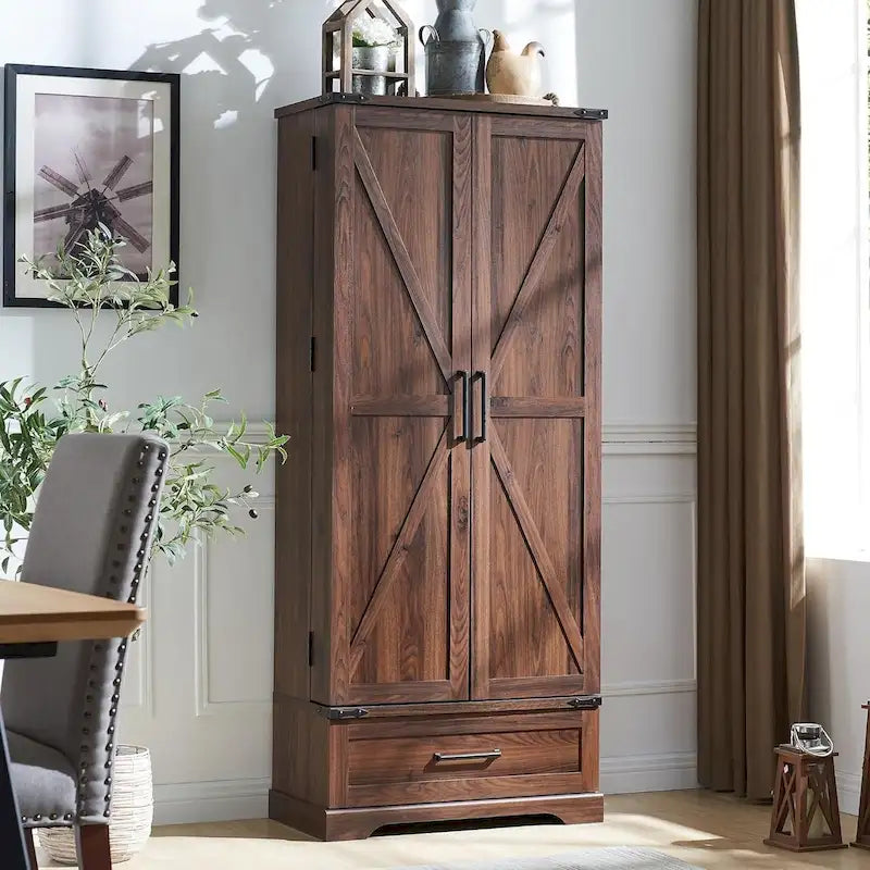 72-Inch Tall Farmhouse Kitchen Pantry Cabinet - Stylish Storage Cupboard 31