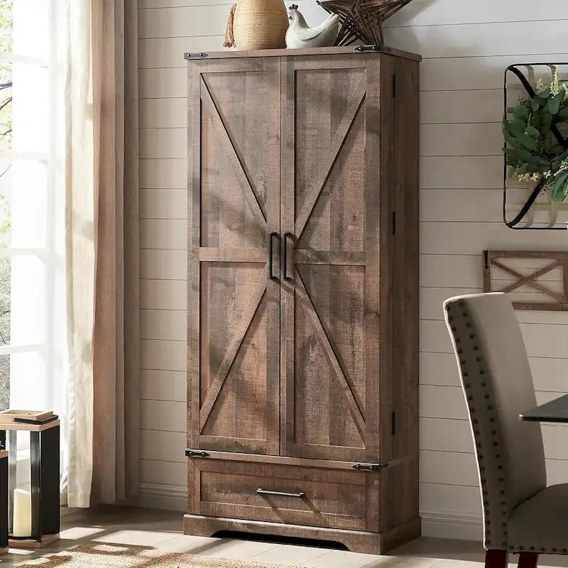 72-Inch Tall Farmhouse Kitchen Pantry Cabinet - Stylish Storage Cupboard 32