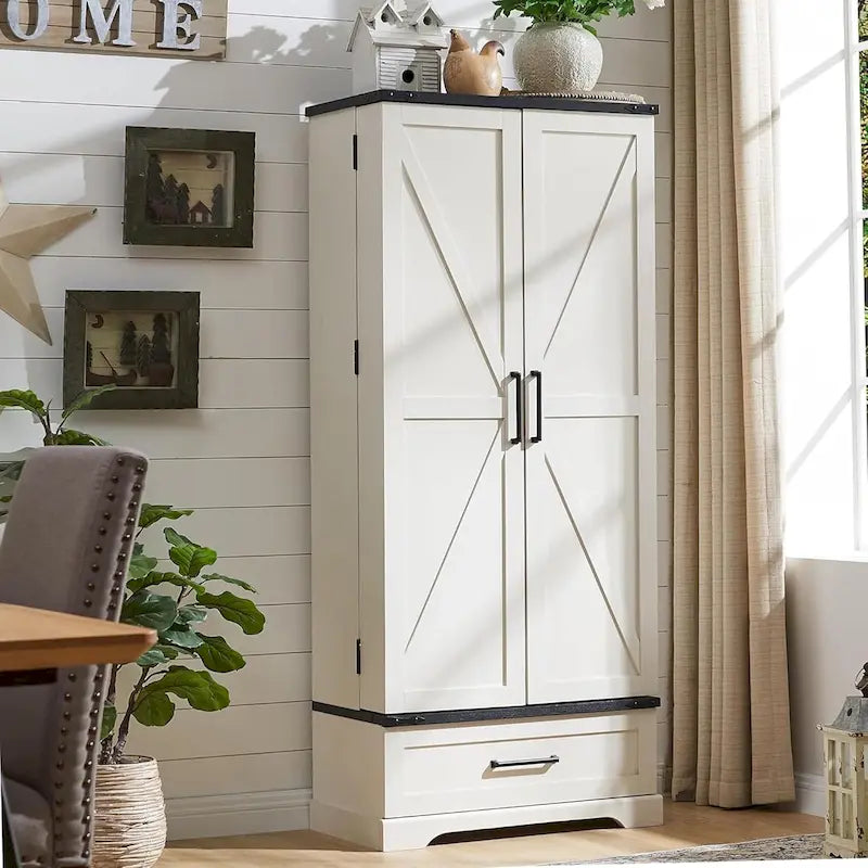 72-Inch Tall Farmhouse Kitchen Pantry Cabinet - Stylish Storage Cupboard 33