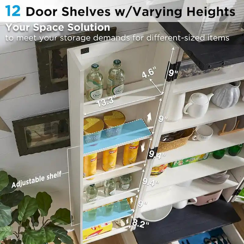72-Inch Tall Farmhouse Kitchen Pantry Cabinet - Stylish Storage Cupboard 4