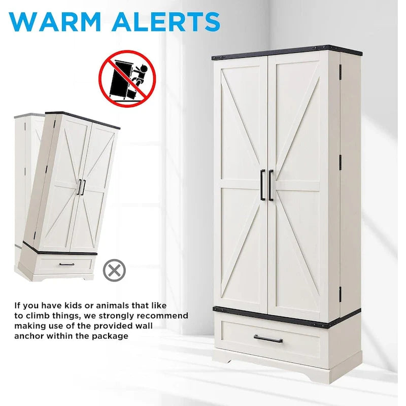 72-Inch Tall Farmhouse Kitchen Pantry Cabinet - Stylish Storage Cupboard 8