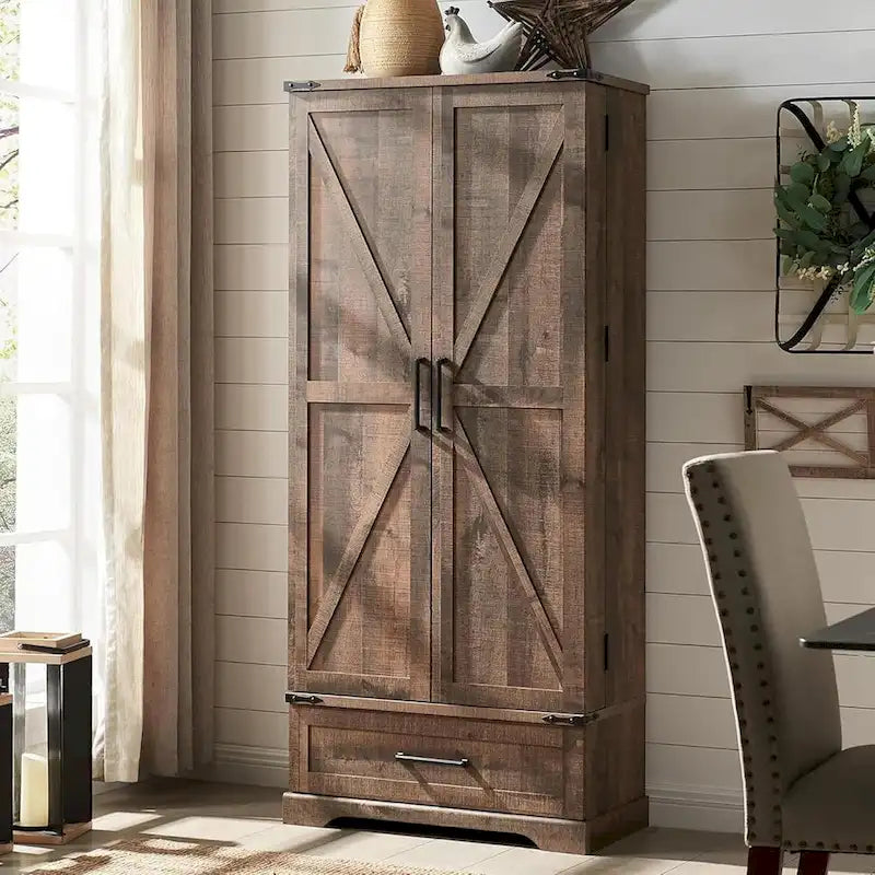 72-Inch Tall Farmhouse Kitchen Pantry Cabinet - Stylish Storage Cupboard 9