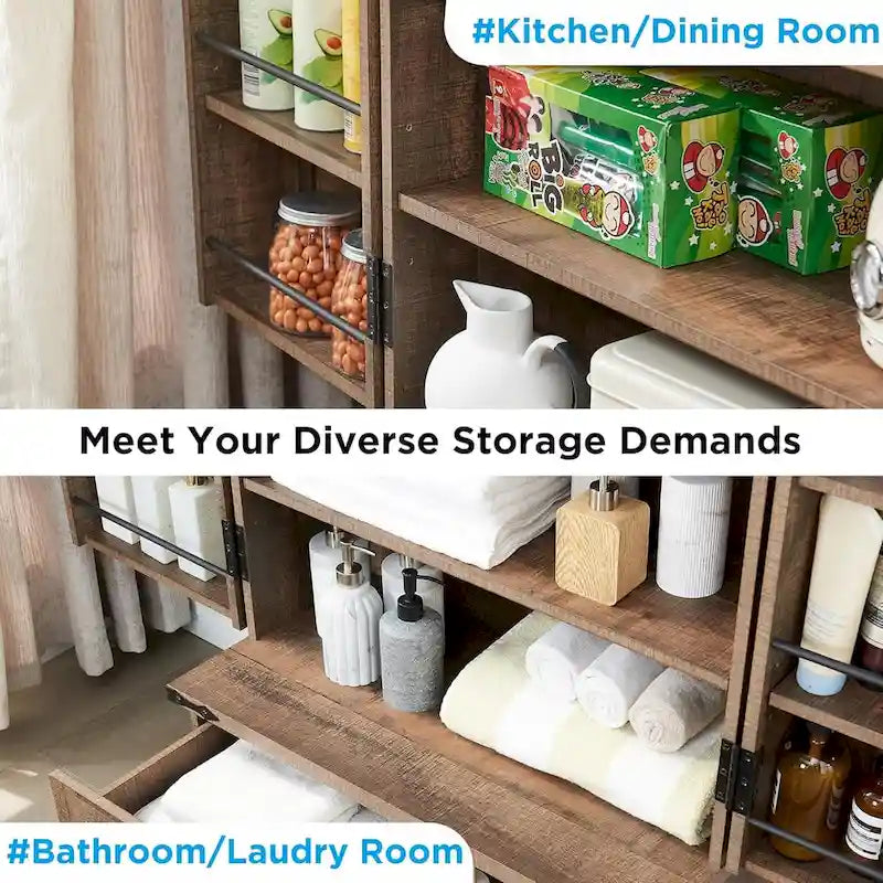 72-Inch Tall Farmhouse Kitchen Pantry Cabinet - Stylish Storage Cupboard 15
