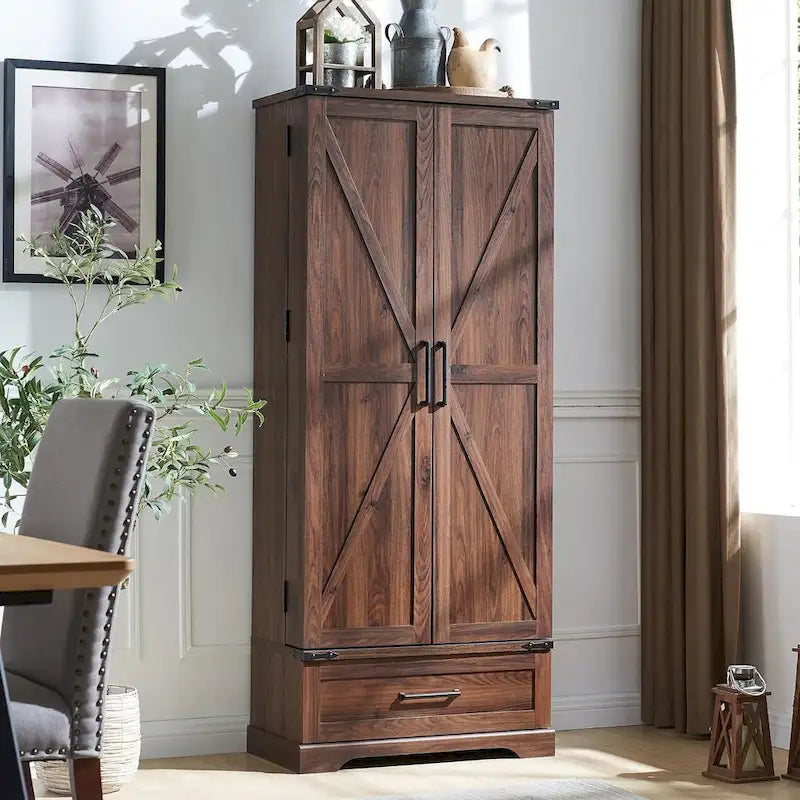 72-Inch Tall Farmhouse Kitchen Pantry Cabinet - Stylish Storage Cupboard 17