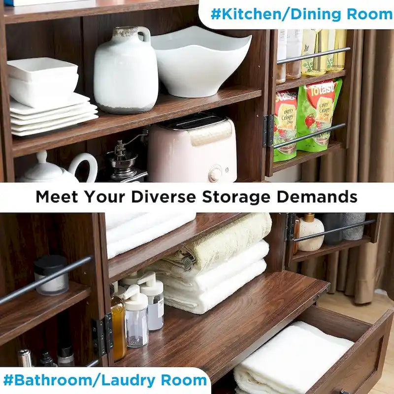72-Inch Tall Farmhouse Kitchen Pantry Cabinet - Stylish Storage Cupboard 20