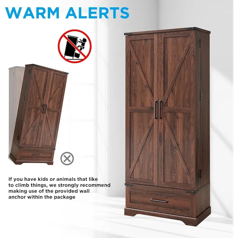 72-Inch Tall Farmhouse Kitchen Pantry Cabinet - Stylish Storage Cupboard 21