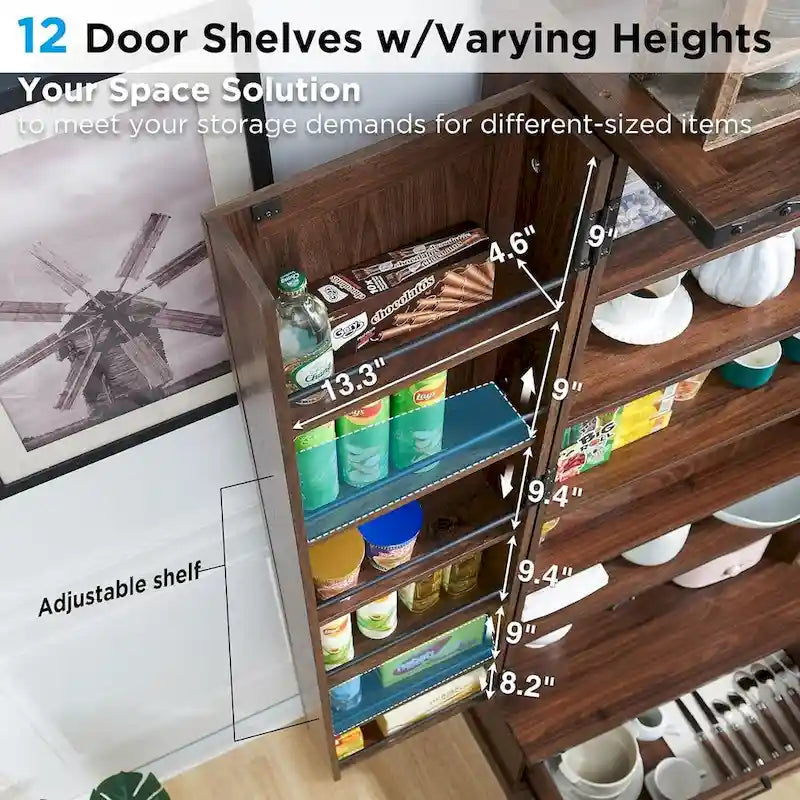 72-Inch Tall Farmhouse Kitchen Pantry Cabinet - Stylish Storage Cupboard 22