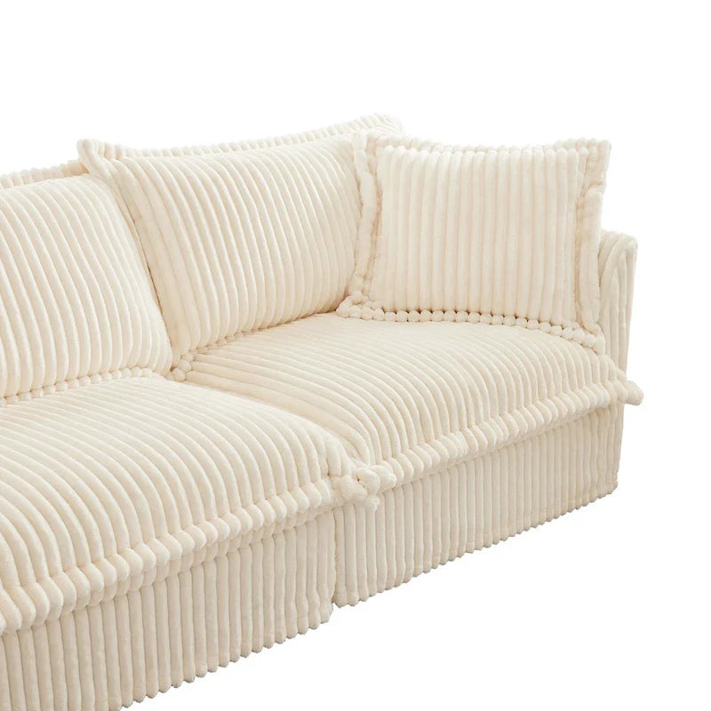 156.6" Corduroy U-Shape 4-Seater Sectional Sofa with Removable Slipcover, Deep Seat Design, and Elegant French Edge Accents 5
