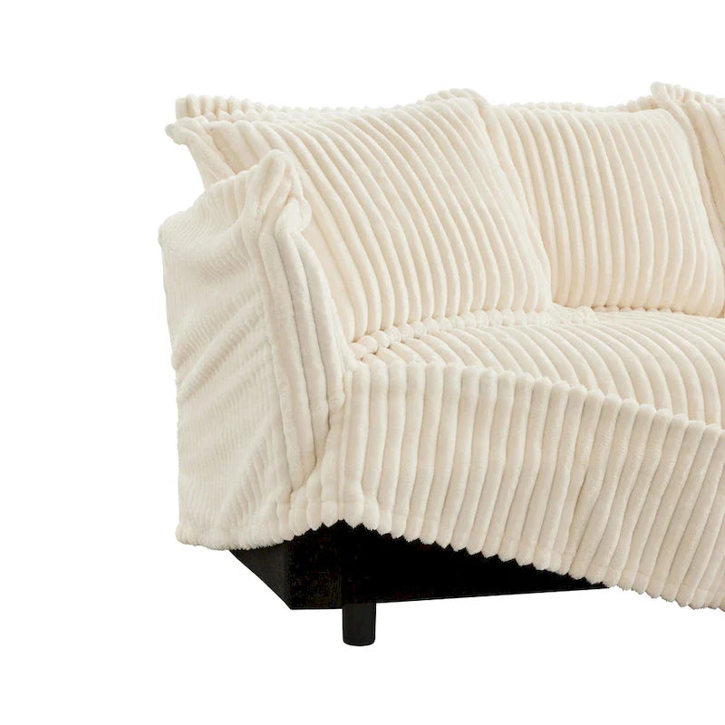 156.6" Corduroy U-Shape 4-Seater Sectional Sofa with Removable Slipcover, Deep Seat Design, and Elegant French Edge Accents 6