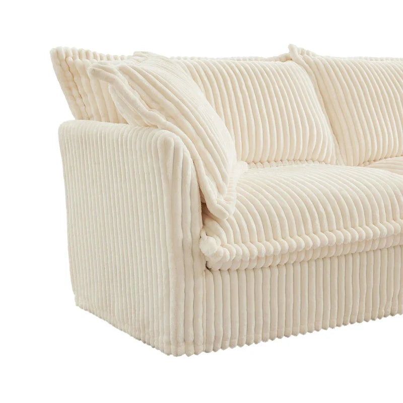 156.6" Corduroy U-Shape 4-Seater Sectional Sofa with Removable Slipcover, Deep Seat Design, and Elegant French Edge Accents 7