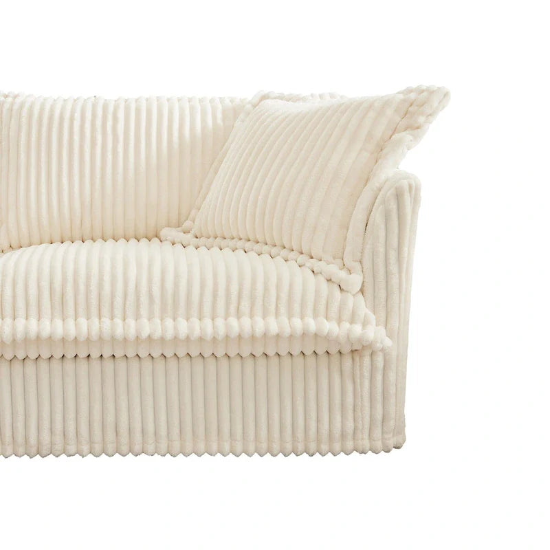 156.6" Corduroy U-Shape 4-Seater Sectional Sofa with Removable Slipcover, Deep Seat Design, and Elegant French Edge Accents 8