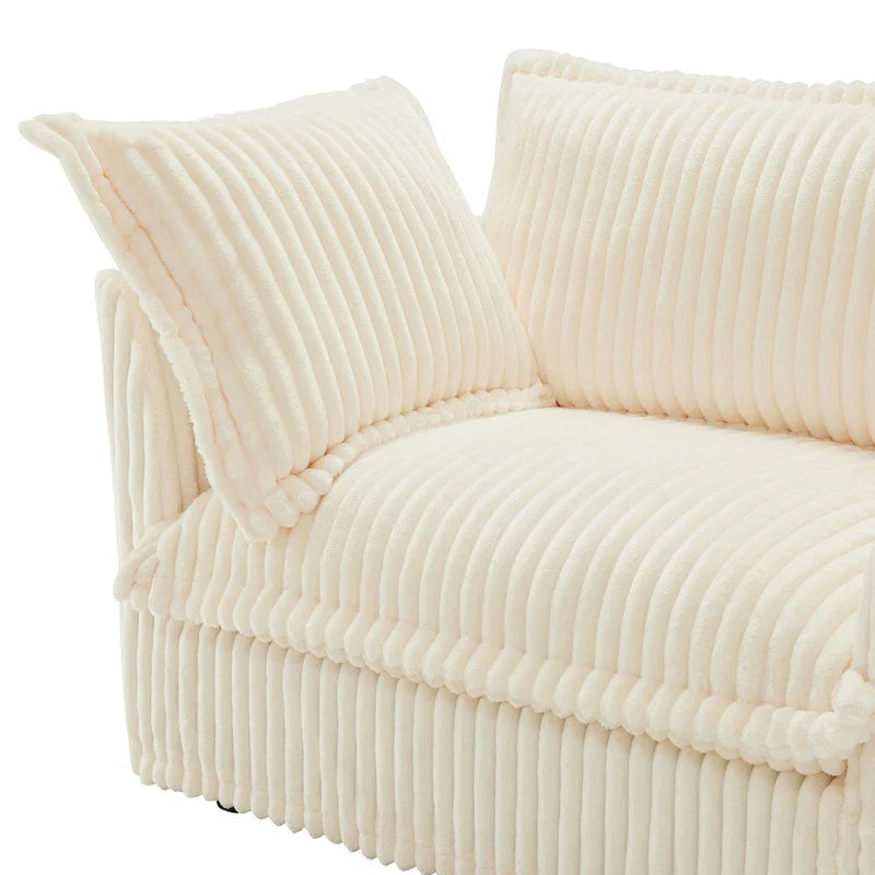 156.6" Corduroy U-Shape 4-Seater Sectional Sofa with Removable Slipcover, Deep Seat Design, and Elegant French Edge Accents 10