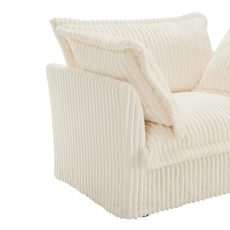 156.6" Corduroy U-Shape 4-Seater Sectional Sofa with Removable Slipcover, Deep Seat Design, and Elegant French Edge Accents 12