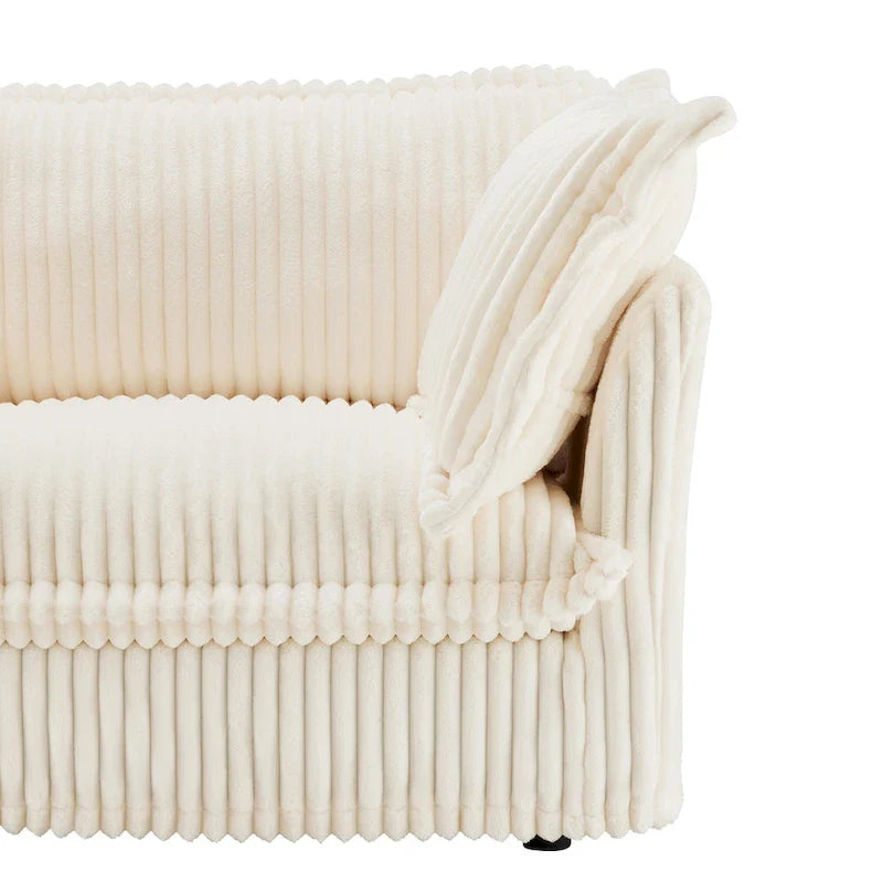 156.6" Corduroy U-Shape 4-Seater Sectional Sofa with Removable Slipcover, Deep Seat Design, and Elegant French Edge Accents 13