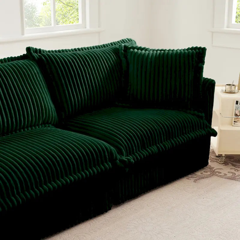 156.6" Corduroy U-Shape 4-Seater Sectional Sofa with Removable Slipcover, Deep Seat Design, and Elegant French Edge Accents 20