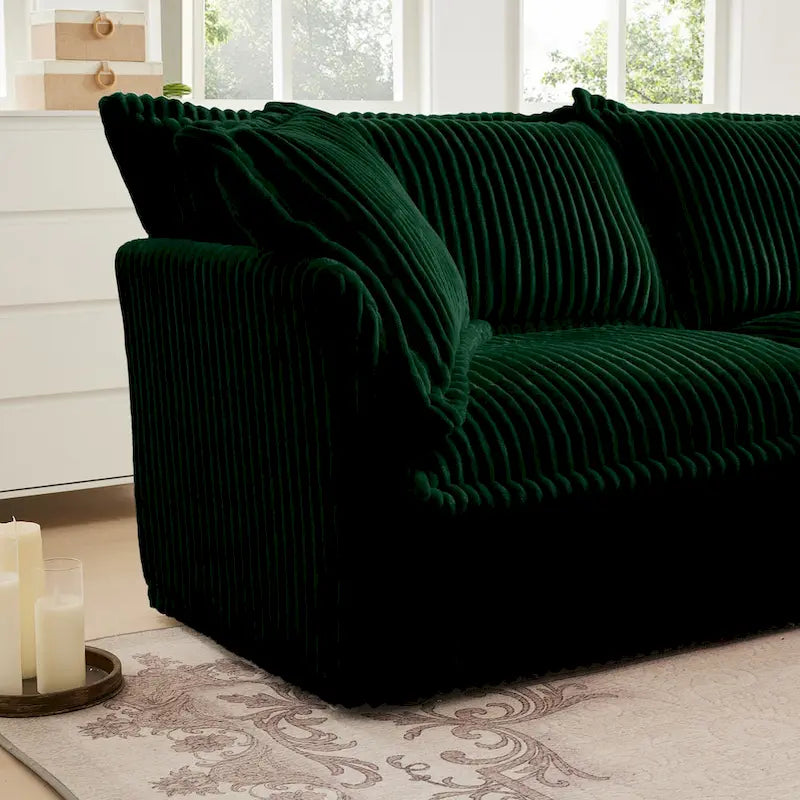 156.6" Corduroy U-Shape 4-Seater Sectional Sofa with Removable Slipcover, Deep Seat Design, and Elegant French Edge Accents 22