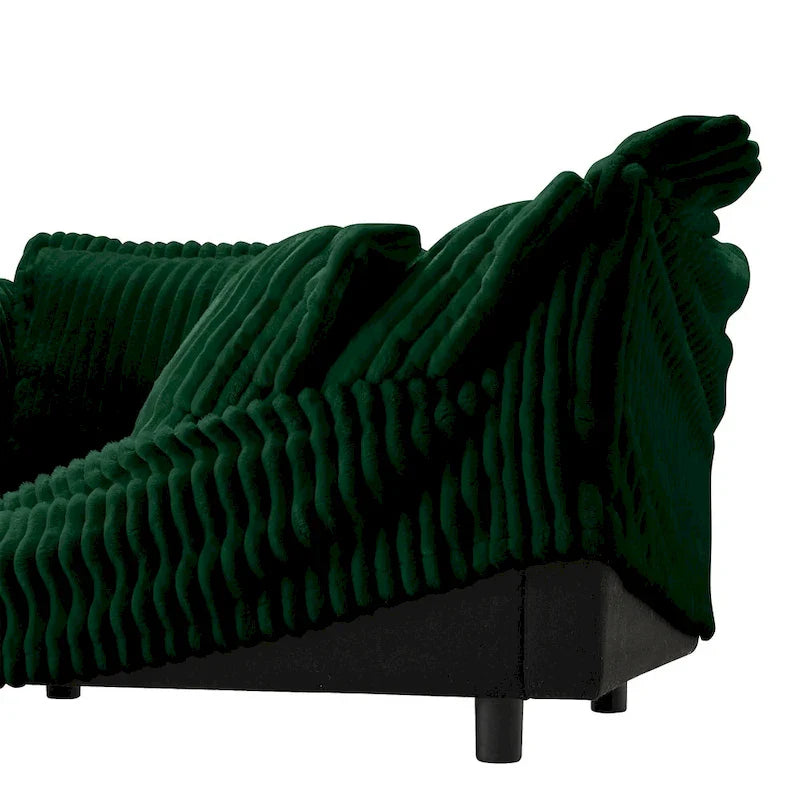 156.6" Corduroy U-Shape 4-Seater Sectional Sofa with Removable Slipcover, Deep Seat Design, and Elegant French Edge Accents 25