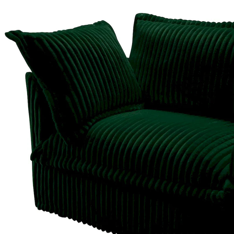 156.6" Corduroy U-Shape 4-Seater Sectional Sofa with Removable Slipcover, Deep Seat Design, and Elegant French Edge Accents 26