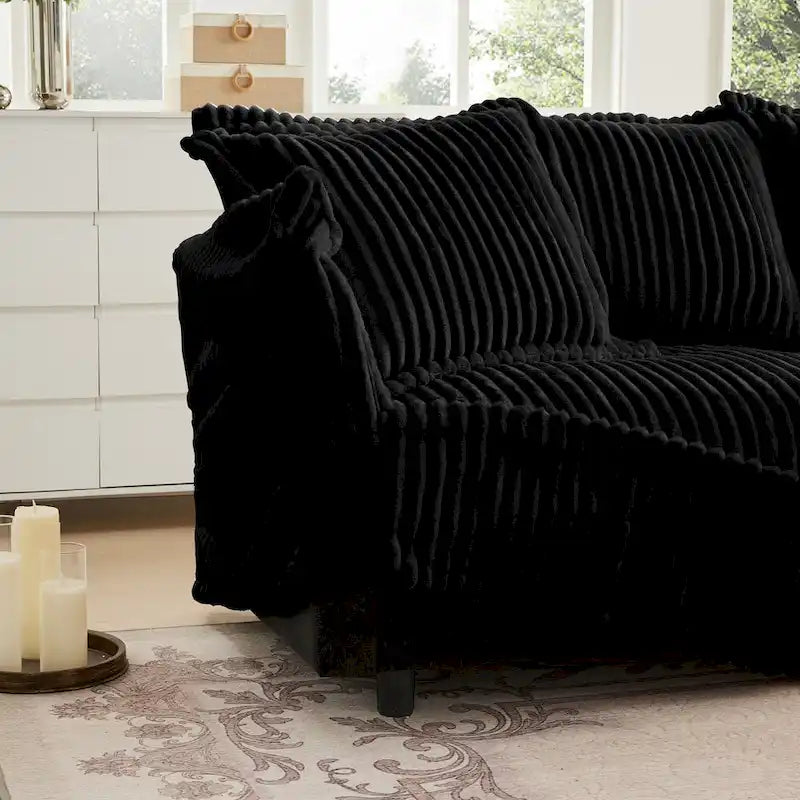 156.6" Corduroy U-Shape 4-Seater Sectional Sofa with Removable Slipcover, Deep Seat Design, and Elegant French Edge Accents 32