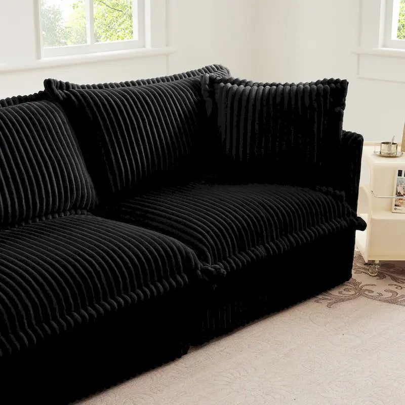 156.6" Corduroy U-Shape 4-Seater Sectional Sofa with Removable Slipcover, Deep Seat Design, and Elegant French Edge Accents 33