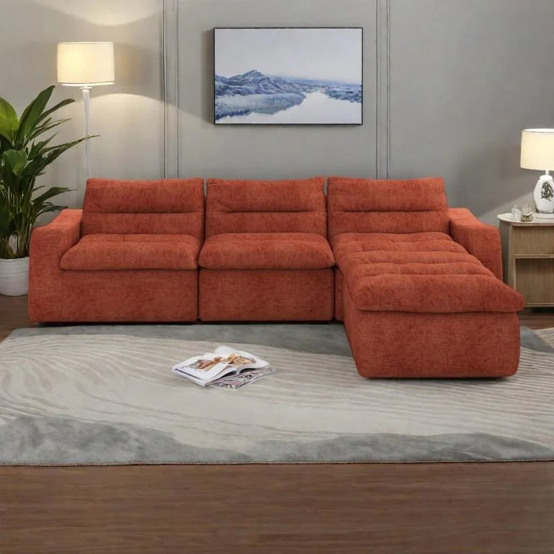 116.26 Modular Foam L-Shaped Sofa - Versatile Free Combination, No Assembly Required & Ergonomic Support (Available in 4 or 6-Seater) 1