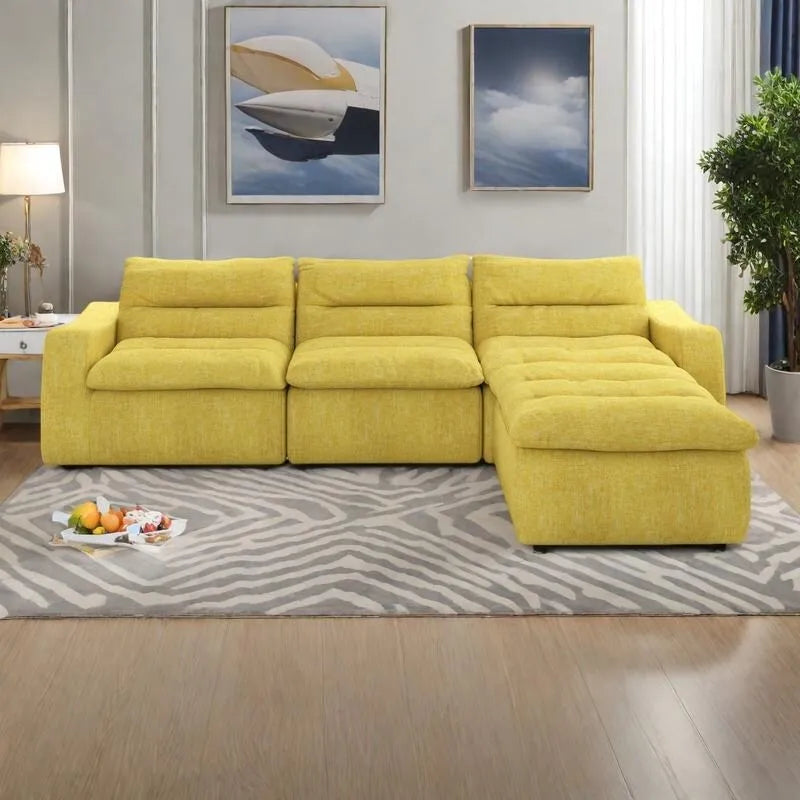 116.26 Modular Foam L-Shaped Sofa - Versatile Free Combination, No Assembly Required & Ergonomic Support (Available in 4 or 6-Seater) 10