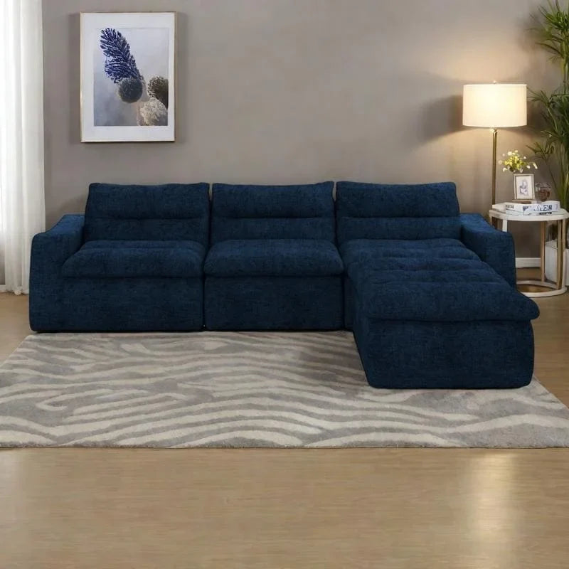 116.26 Modular Foam L-Shaped Sofa - Versatile Free Combination, No Assembly Required & Ergonomic Support (Available in 4 or 6-Seater) 18