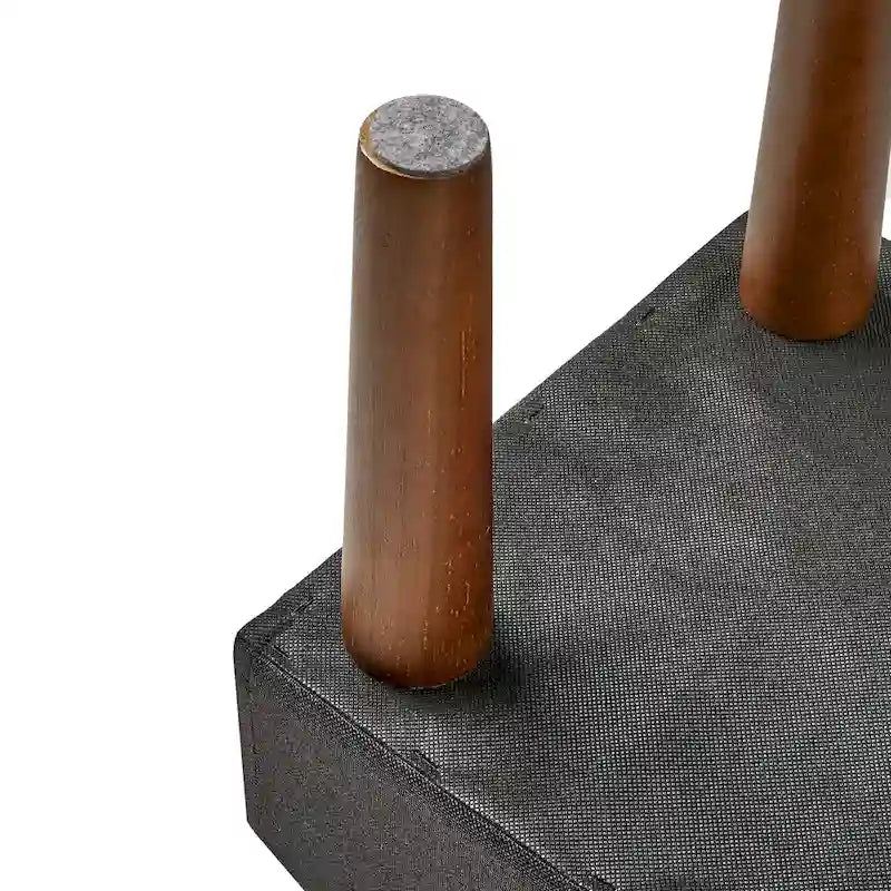 Set of 2 Small Linen Foot Stools with Legs - Rectangle Upholstered Ottoman Footrests 5