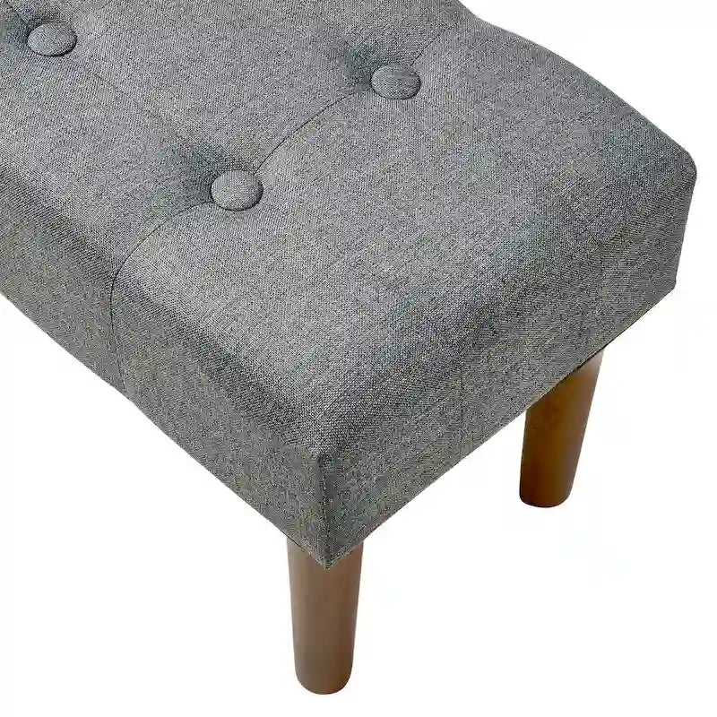 Set of 2 Small Linen Foot Stools with Legs - Rectangle Upholstered Ottoman Footrests 12