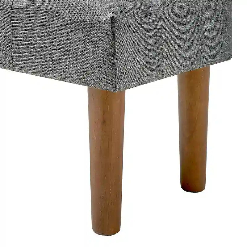 Set of 2 Small Linen Foot Stools with Legs - Rectangle Upholstered Ottoman Footrests 13