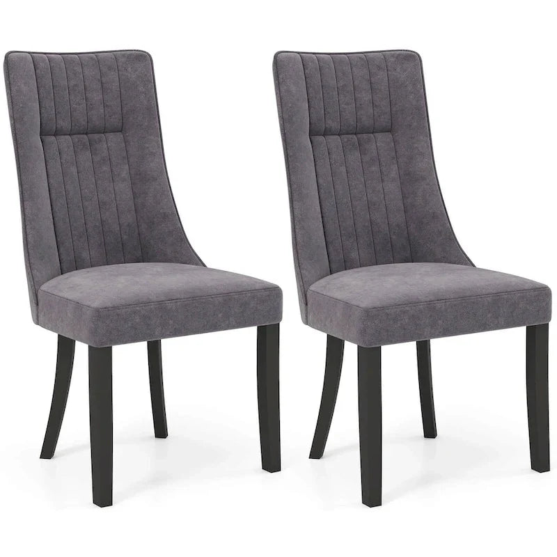 Costway Set of 2/4 Channel Tufted Dining Chairs with High Backrest 1