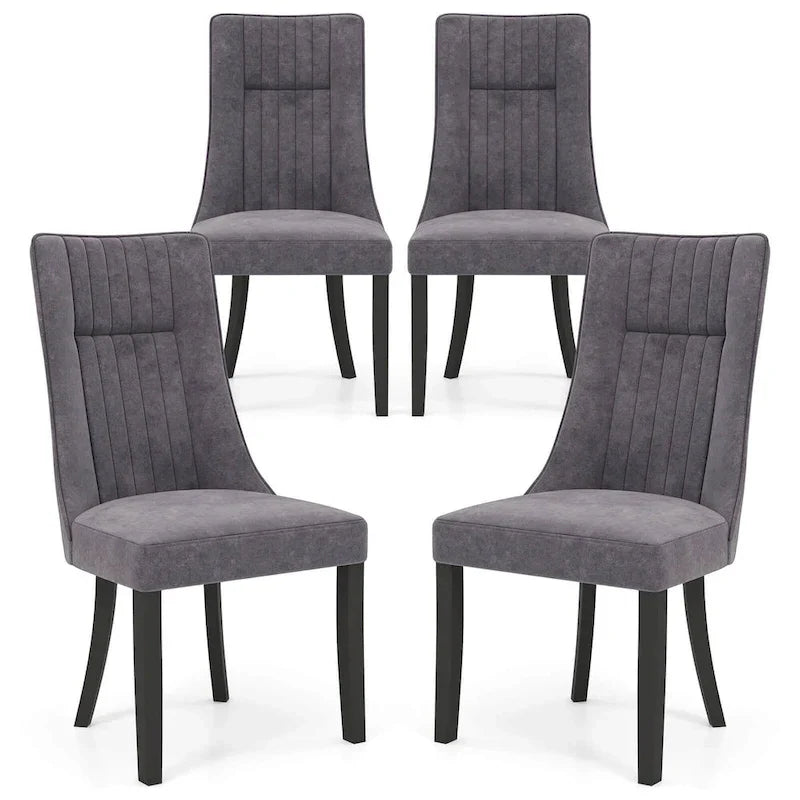 Costway Set of 2/4 Channel Tufted Dining Chairs with High Backrest 2