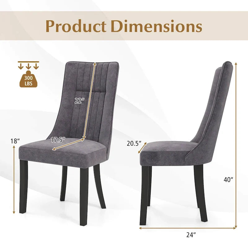 Costway Set of 2/4 Channel Tufted Dining Chairs with High Backrest 3