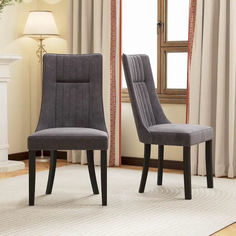 Costway Set of 2/4 Channel Tufted Dining Chairs with High Backrest 4