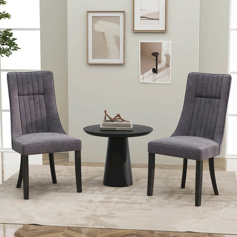 Costway Set of 2/4 Channel Tufted Dining Chairs with High Backrest 5