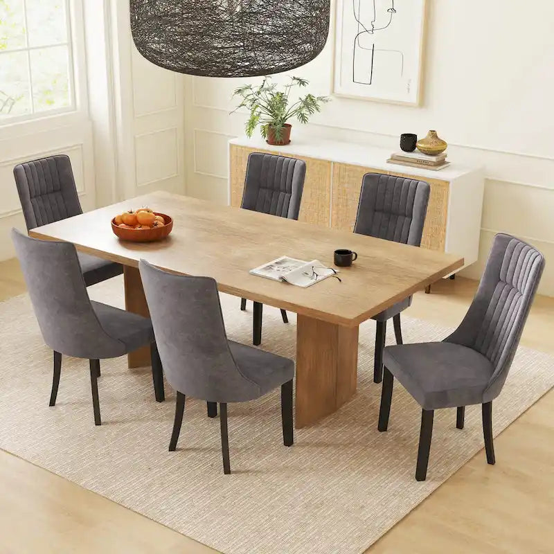 Costway Set of 2/4 Channel Tufted Dining Chairs with High Backrest 6
