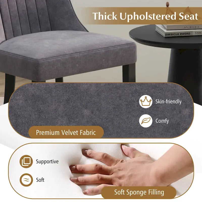 Costway Set of 2/4 Channel Tufted Dining Chairs with High Backrest 7