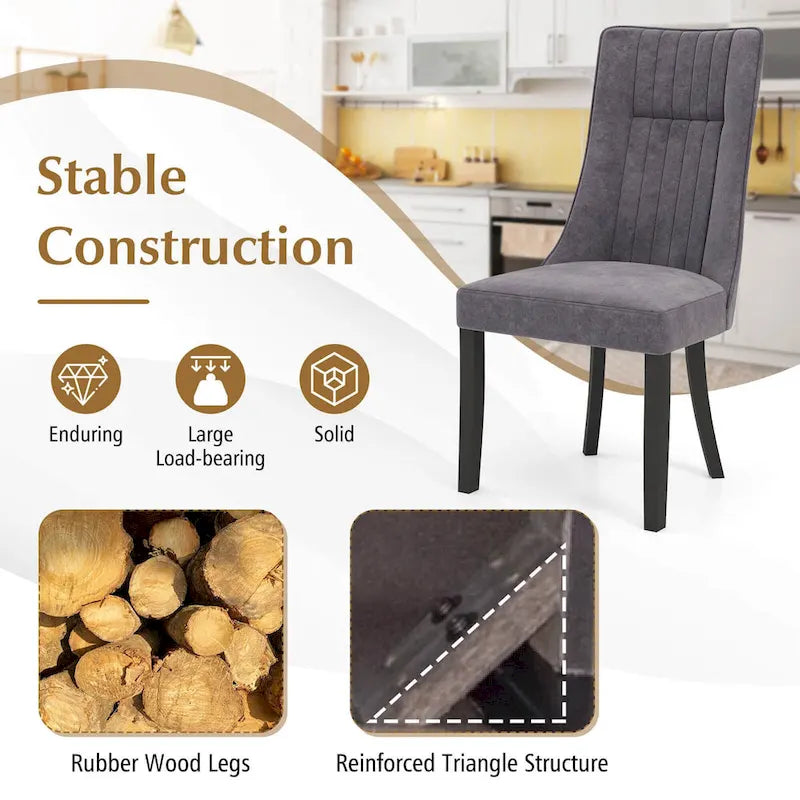 Costway Set of 2/4 Channel Tufted Dining Chairs with High Backrest 9
