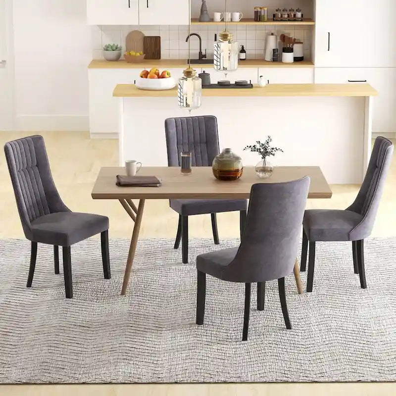Costway Set of 2/4 Channel Tufted Dining Chairs with High Backrest 10