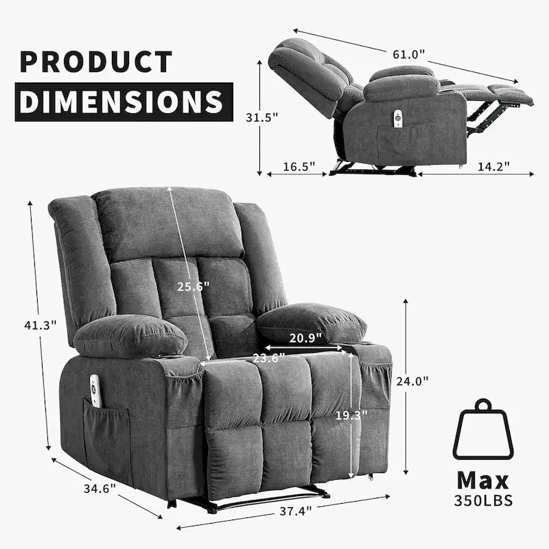 Heat and Massage Recliner Chair with Remote Control 2
