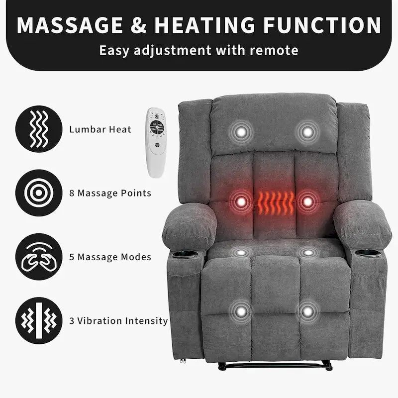 Heat and Massage Recliner Chair with Remote Control 3