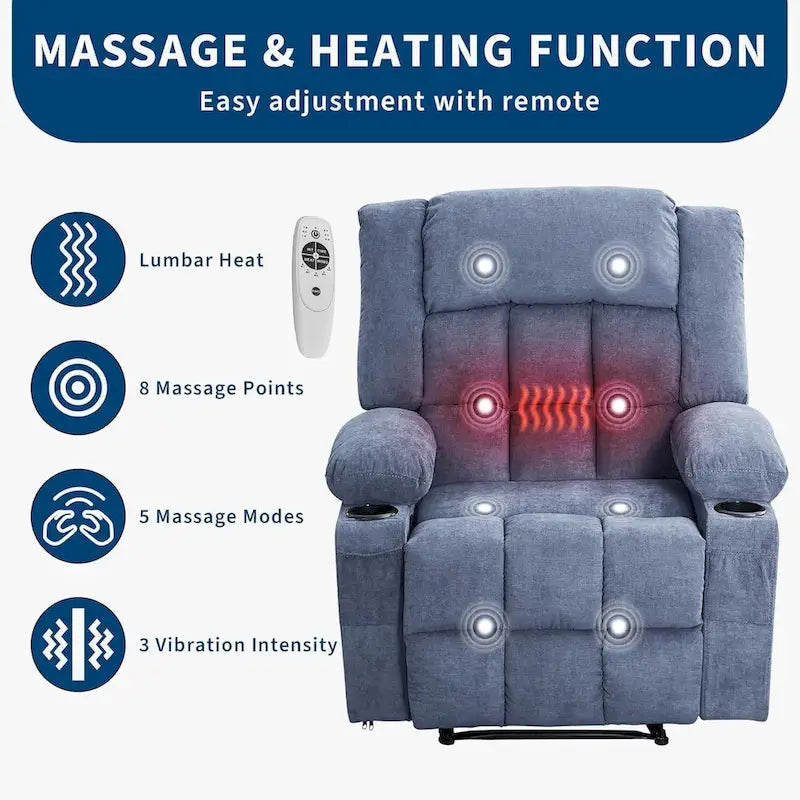 Heat and Massage Recliner Chair with Remote Control 8