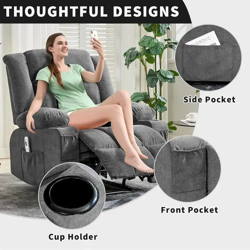 Heat and Massage Recliner Chair with Remote Control 11
